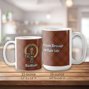 Caneca De Café Clan MacAlister Crest sobre Tartan