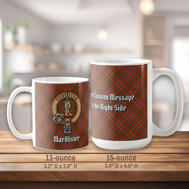 Caneca De Café Clan MacAlister Crest sobre Tartan (Criador carregado)
