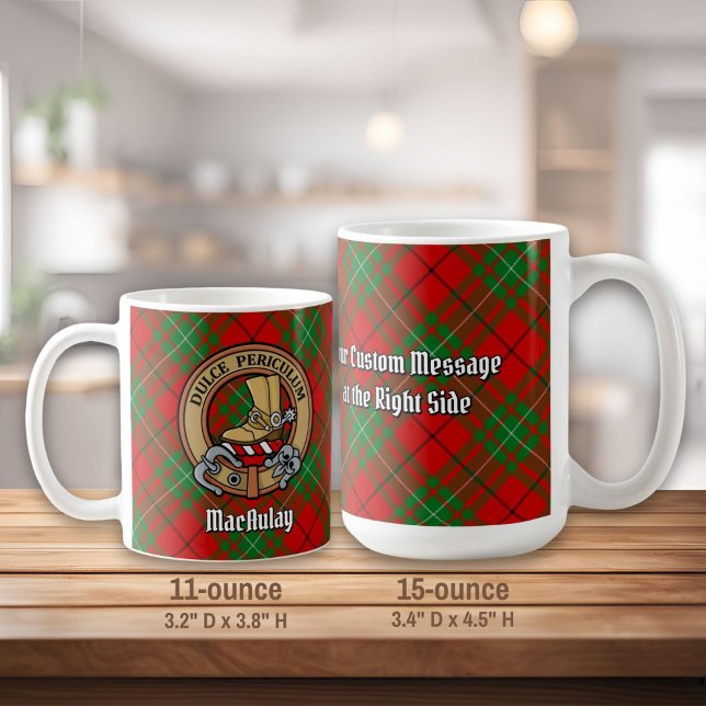 Caneca De Café Clan MacAulay Crest sobre Tartan (Criador carregado)