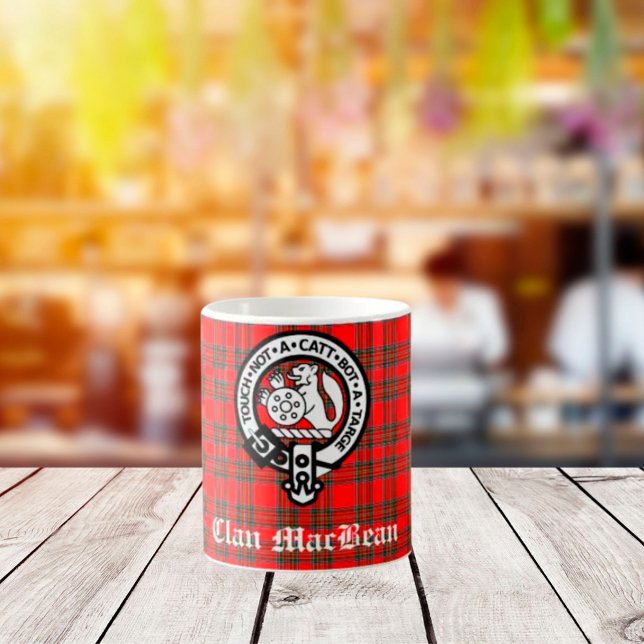 Caneca De Café Clan MacBean Crest Crachá e Tartan (Criador carregado)
