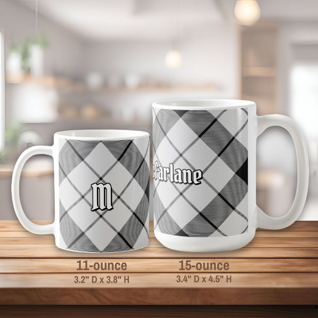 Caneca De Café Clan MacFarlane Black and White Tartan (Criador carregado)