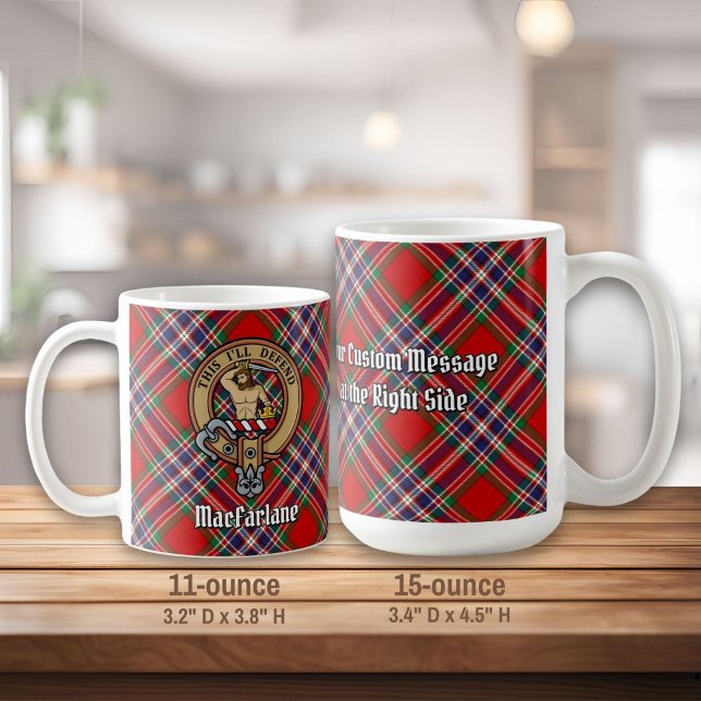Caneca De Café Clan MacFarlane Crest sobre Red Tartan (Criador carregado)