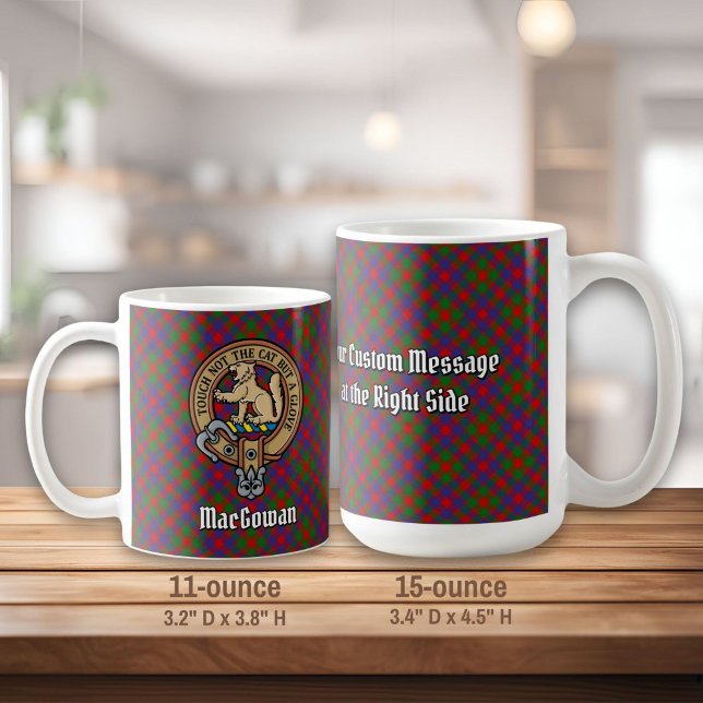 Caneca De Café Clan MacGowan Crest sobre Tartan (Criador carregado)