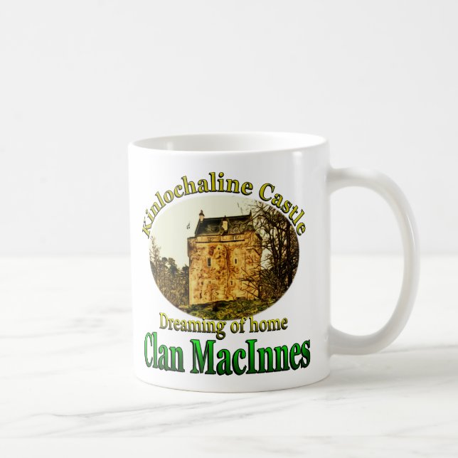 Caneca De Café Clan MacInnes Dreaming do Castelo Kinlochaline (Direita)