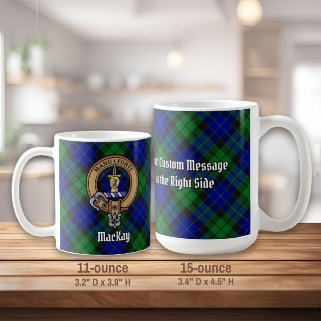 Caneca De Café Clan MacKay Crest sobre Tartan (Criador carregado)