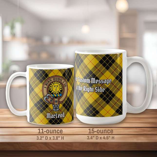 Caneca De Café Clan MacLeod de Lewis Crest sobre Tartan (Criador carregado)