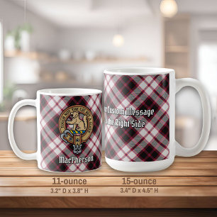 Caneca De Café Clan MacPherson Crest sobre caçar Tartan