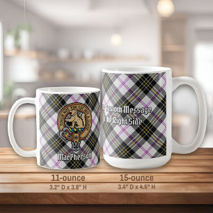 Caneca De Café Clan MacPherson Crest sobre o Vestido Tartan