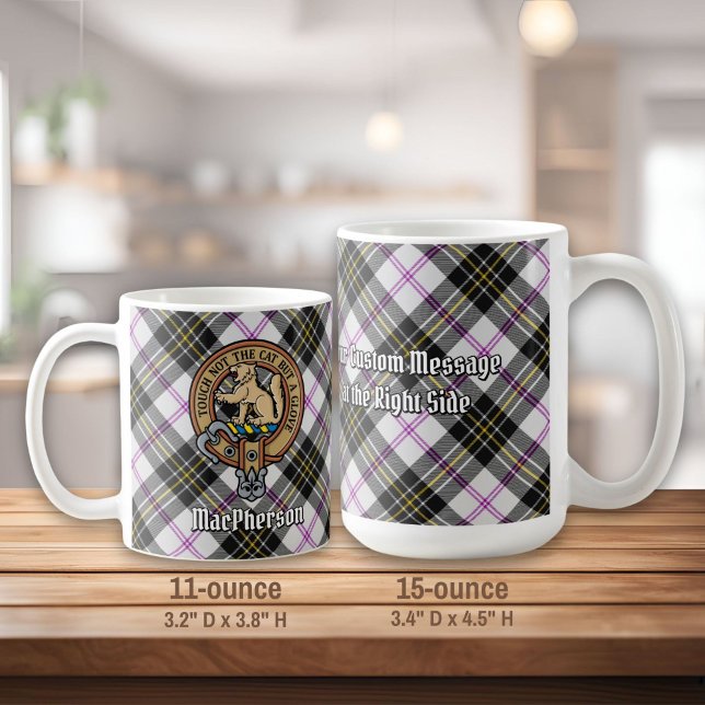 Caneca De Café Clan MacPherson Crest sobre o Vestido Tartan (Criador carregado)