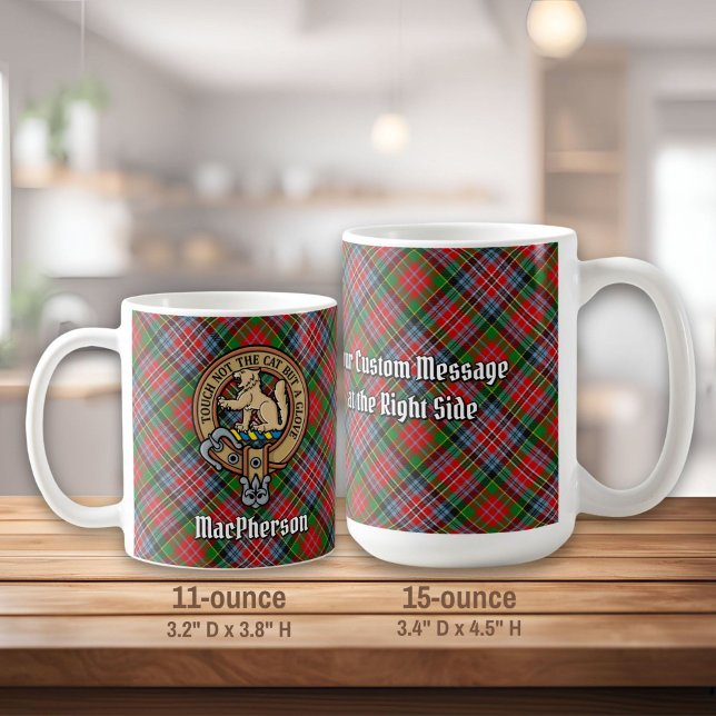 Caneca De Café Clan MacPherson Crest sobre Red Tartan (Criador carregado)