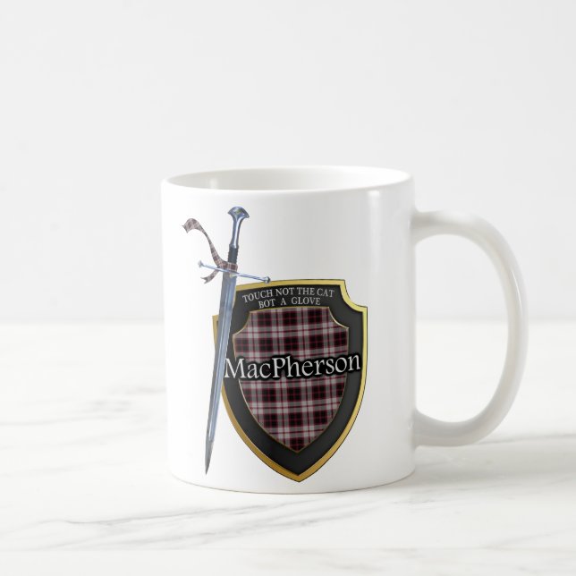 Caneca De Café Clan MacPherson Tartan Sword & Shield Cup Mug (Direita)