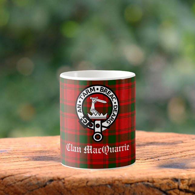 Caneca De Café Clan MacQuarrie Tartan e Crest (Criador carregado)