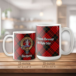 Caneca De Café Clan MacQueen Crest sobre Tartan
