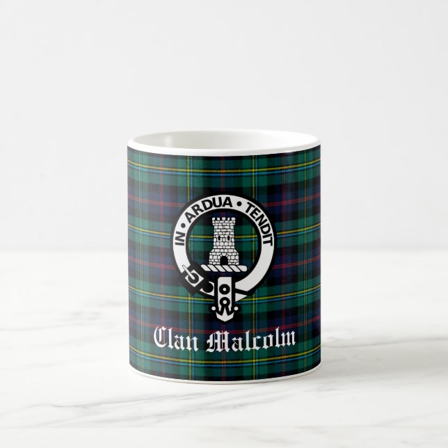 Caneca De Café Clan Malcolm Crest Crachá e Tartan (Centro)