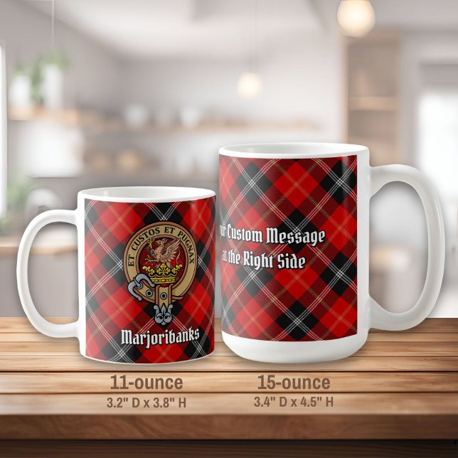 Caneca De Café Clan Marjoribanks Crest sobre Tartan (Criador carregado)