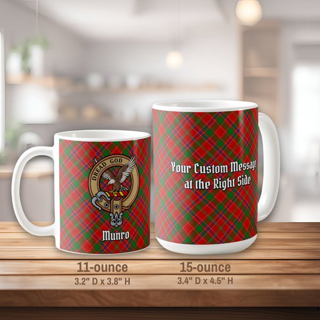 Caneca De Café Clan Munro Crest over Tartan (Criador carregado)