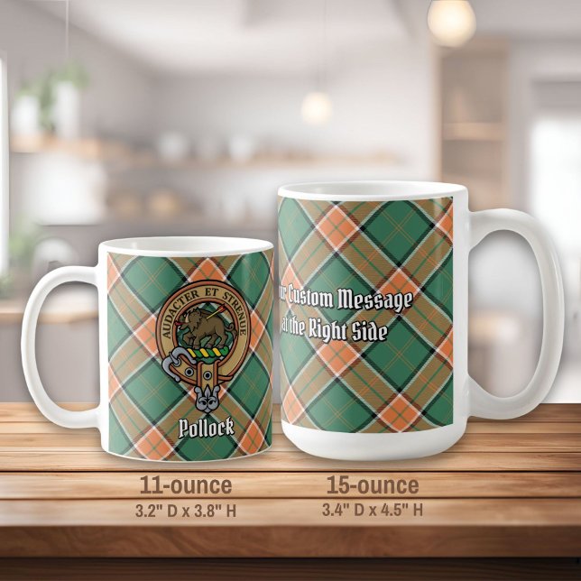 Caneca De Café Clan Pollock Crest sobre Tartan (Criador carregado)
