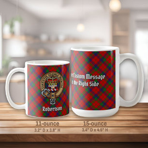 Caneca De Café Clan Robertson Crest sobre Tartan