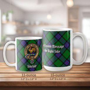 Caneca De Café Clan Sinclair Crest sobre a Caça ao Tartan