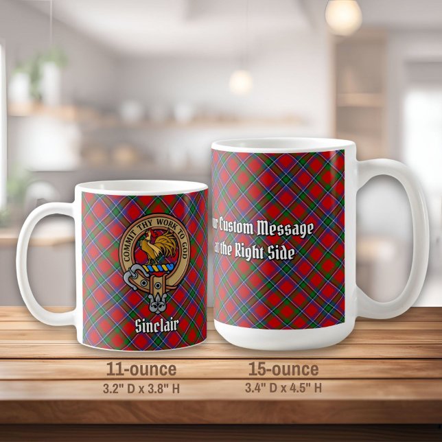 Caneca De Café Clan Sinclair Crest sobre o Red Tartan (Criador carregado)