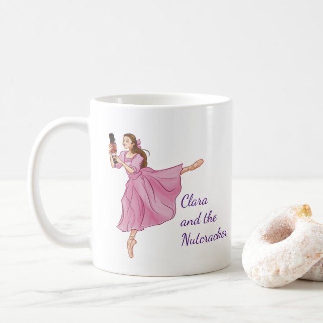 Caneca De Café Clara and the Nutcracker Illustration with Name (Com Donut)