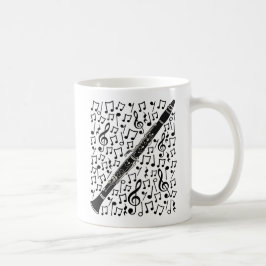 Caneca De Café Clarinet Com Notas Musicais, Músico De Woodwind