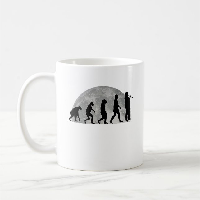Caneca De Café Clarinet Player Evolution Moon Musician (Esquerda)