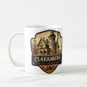 Caneca De Café Clarksburg, Virgínia Ocidental Vintage
