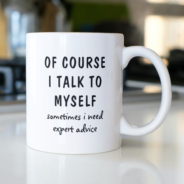 Caneca De Café Claro que Falo Comigo Mesmo Citação Engraçada (Criador carregado)