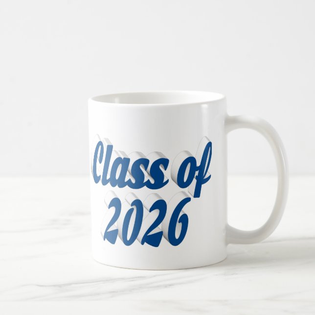 Caneca De Café Class of 2026 blue text graduation (Direita)