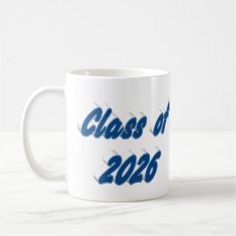 Caneca De Café Class of 2026 blue typography graduation
