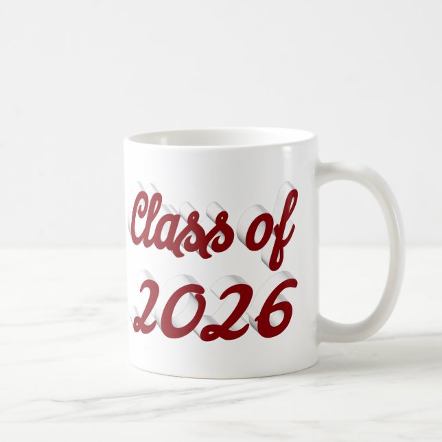 Caneca De Café Class of 2026 burgundy script graduation  (Direita)