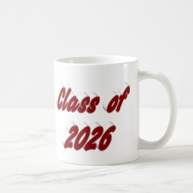 Caneca De Café Class of 2026 burgundy typography graduation (Direita)