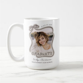 Caneca De Café Class of 2026 Custom Bow Photo Graduation