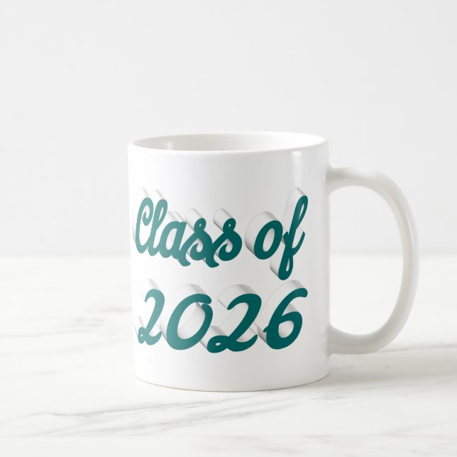Caneca De Café Class of 2026 green script  graduation  (Direita)