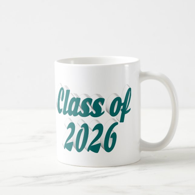 Caneca De Café Class of 2026 green text graduation (Direita)
