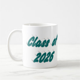 Caneca De Café Class of 2026 green typography graduation