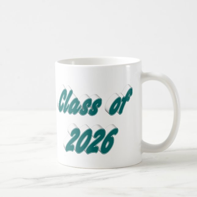 Caneca De Café Class of 2026 green typography graduation (Direita)