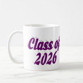 Caneca De Café Class of 2026 purple text graduation