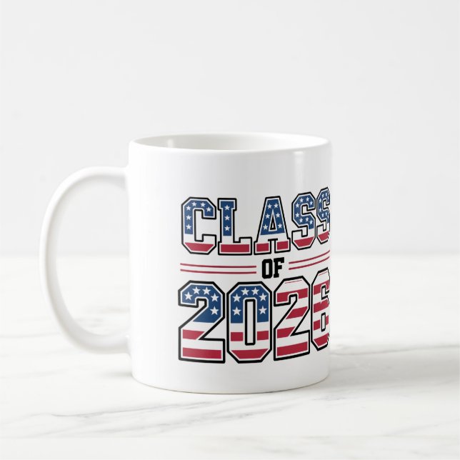 Caneca De Café Class of 2026 USA Flag Graduation (Esquerda)