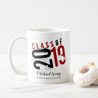 Caneca De Café Classe artística vermelha e preta personalizada de