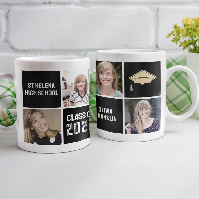 Caneca De Café Classe de Formando da Colagem de Fotos 2023 (Criador carregado)