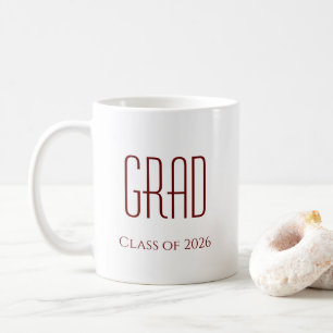 Caneca De Café Classe de Formando de graduação 2025 Vermelho bran