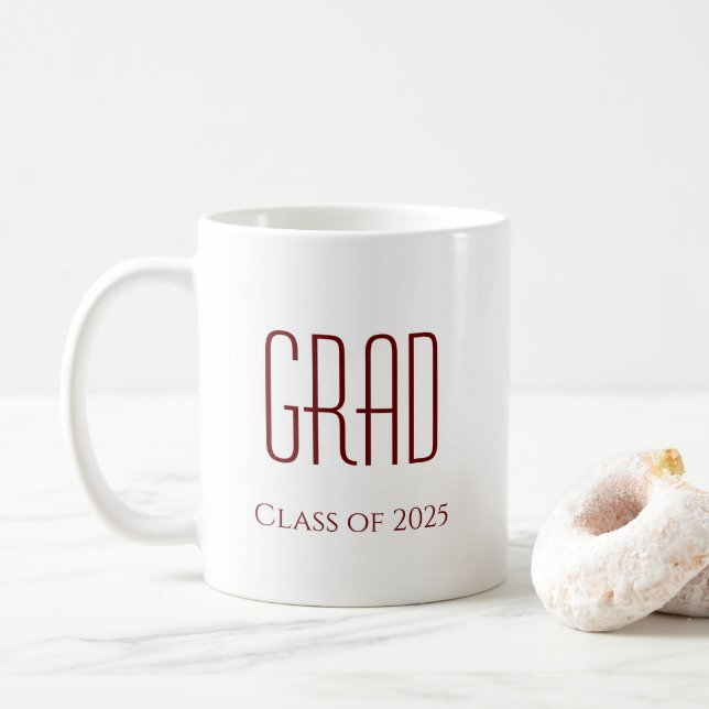 Caneca De Café Classe de Formando de graduação 2025 Vermelho bran (Com Donut)