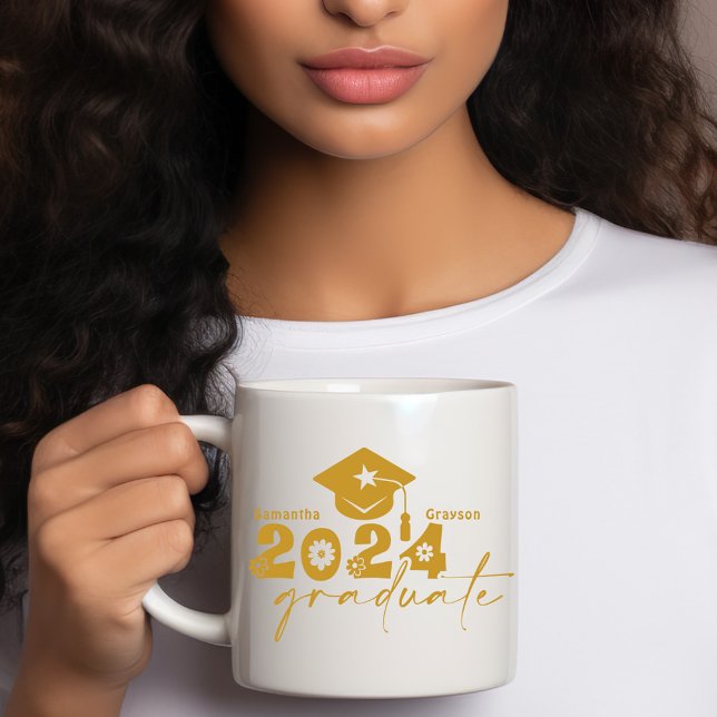 Caneca De Café Classe de Formando Personalizado de 2024 Dourada (Criador carregado)