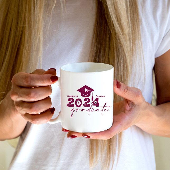 Caneca De Café Classe de Formando Personalizado de 2024 Maroon (Criador carregado)