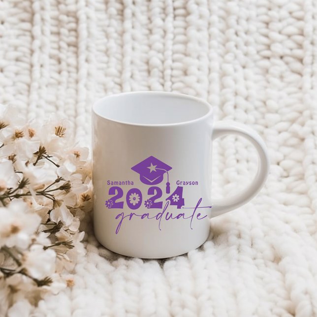 Caneca De Café Classe de Formando Personalizado de 2024 Roxo (Criador carregado)