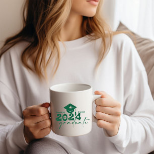 Caneca De Café Classe de Formando Personalizado de Verde Escuro 2