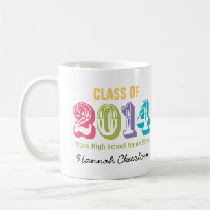Caneca De Café Classe de néon da tipografia do arco-íris de 201