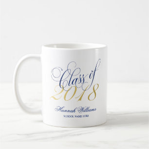 Caneca De Café Classe Dourado azul do roteiro do costume 2018 da